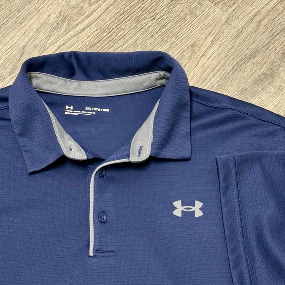 Under Armour Other - Under Armour Mens HeatGear Polo Shirt Navy Blue Grey Trim XXL 2XL Short Sleeve